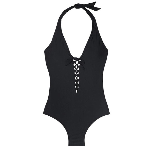 Beautiful Sexy Strappy Solid Color Plus Size One-piece Bikini Swimsuit - Picture 2 of 7